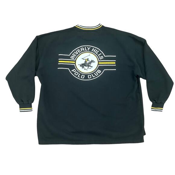 Vintage Y2K Men’s Beverly Hill Polo Black Yellow Oversized Logo Sweatshirt XXL - Picture 1 of 8